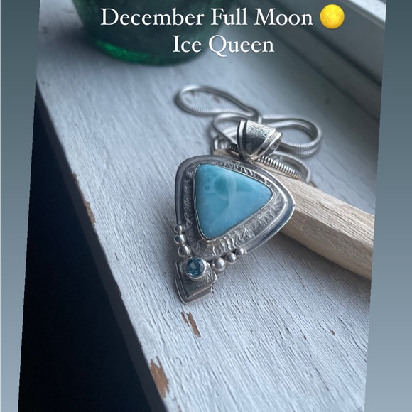 Larimar Pendant Sterling Silver Blue Tourmaline - Picture 2 of 3